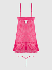 Flora Lace Babydoll & G-String Set Pink Dragon