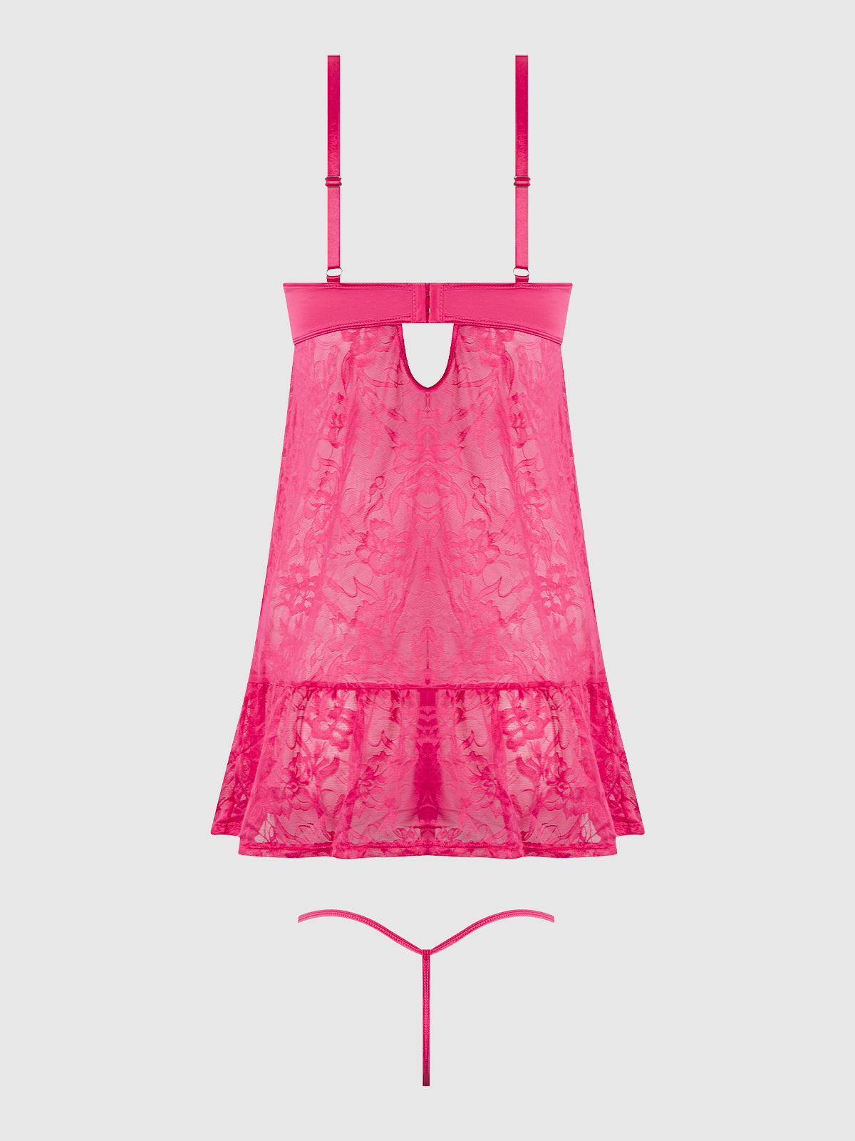 Flora Lace Babydoll & G-String Set Pink Dragon