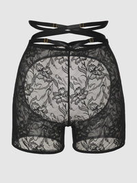 Flora Backless Lace Bikeshort Black