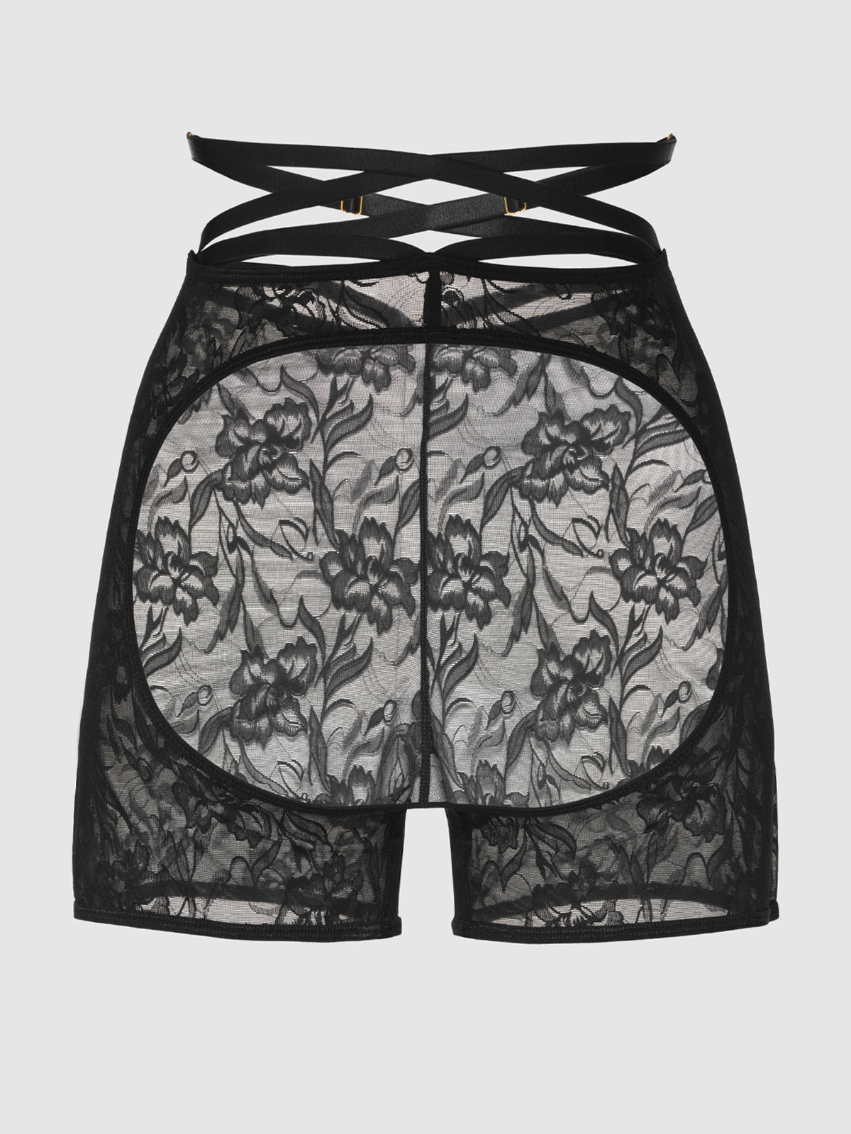 Flora Backless Lace Bikeshort Black
