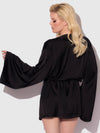 Brigeta Short Satin Robe Black