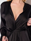 Brigeta Short Satin Robe Black