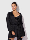Brigeta Short Satin Robe Black