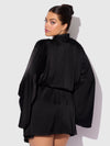Brigeta Short Satin Robe Black