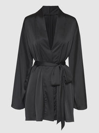 Brigeta Short Satin Robe Black