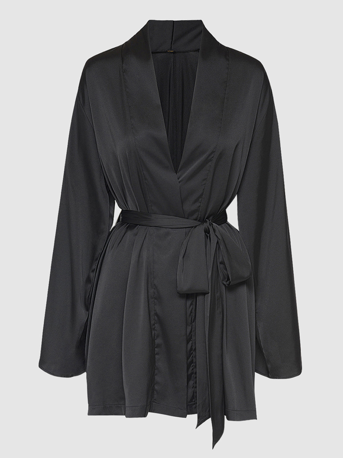 Brigeta Short Satin Robe Black