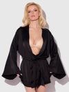 Brigeta Short Satin Robe Black