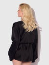 Brigeta Short Satin Robe Black