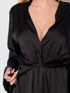 Brigeta Short Satin Robe Black