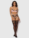 Jocelyn Satin & Lace Garter Push-Up Bra Set Pink