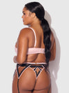 Jocelyn Satin & Lace Garter Push-Up Bra Set Pink