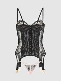 Jocelyn Lace & Satin Underwire Corset & G-String Set