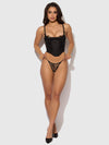 Jocelyn Cinching Lace Underwire Bustier Set Black