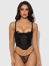 Jocelyn Cinching Lace Underwire Bustier Set Black