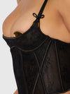 Jocelyn Cinching Lace Underwire Bustier Set Black
