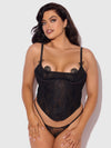 Jocelyn Cinching Lace Underwire Bustier Set Black