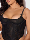 Jocelyn Cinching Lace Underwire Bustier Set Black