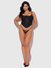 Jocelyn Cinching Lace Underwire Bustier Set Black