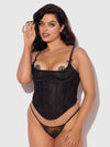 Jocelyn Cinching Lace Underwire Bustier Set Black