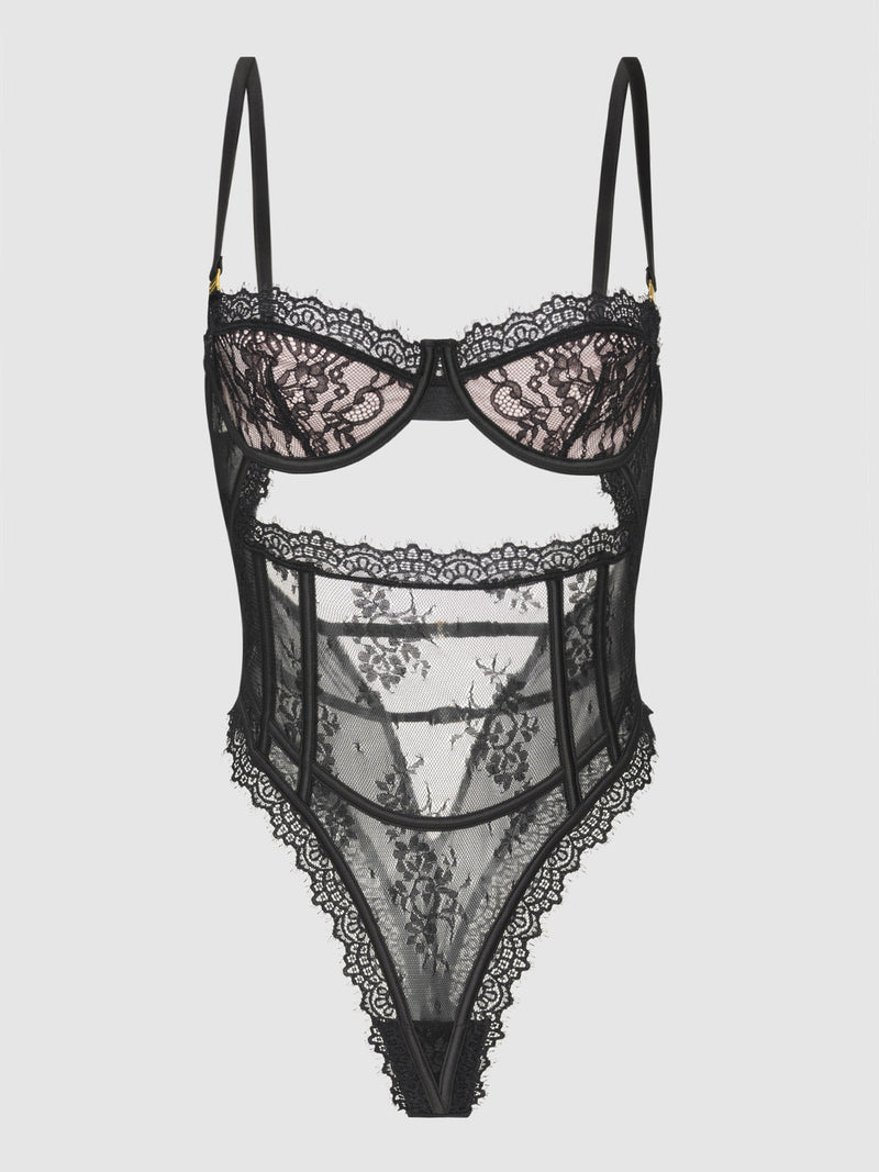 Jocelyn Satin & Lace Underwire Teddy