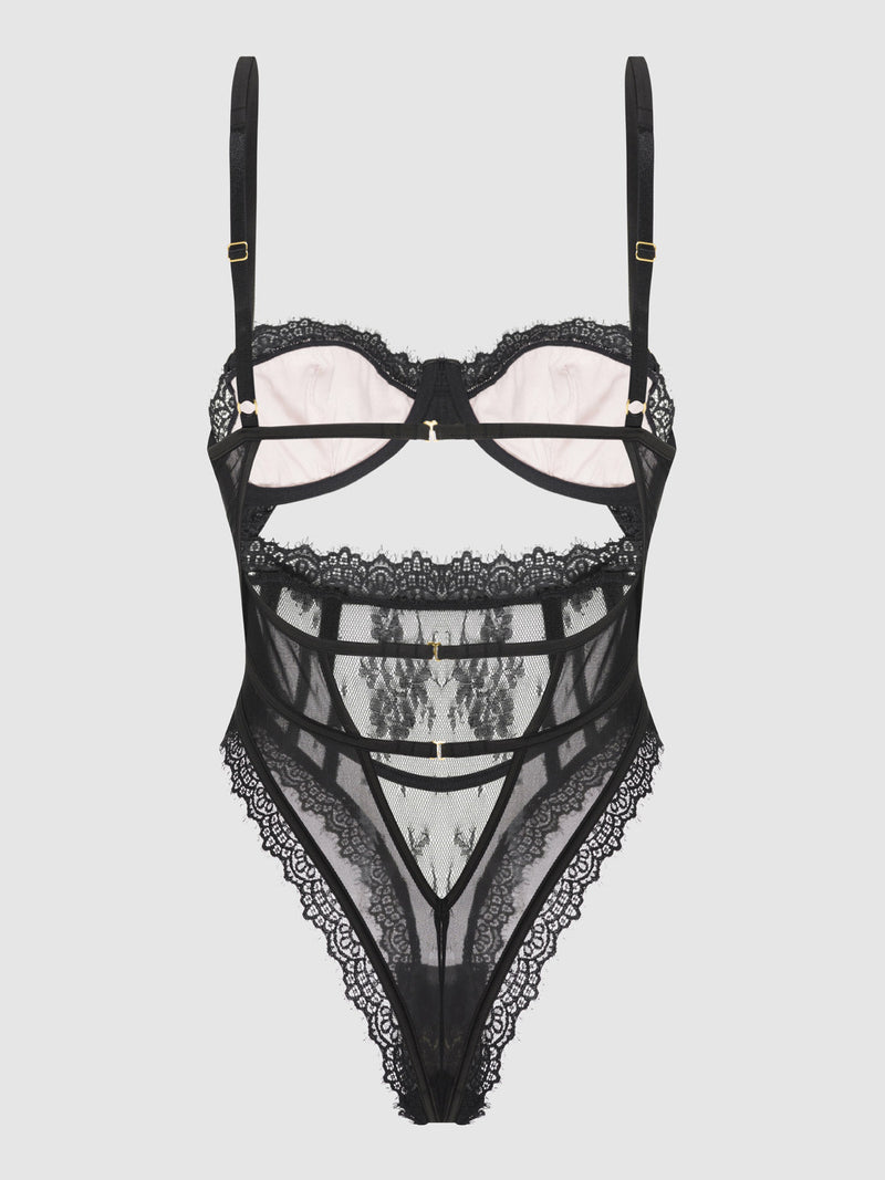 Jocelyn Satin & Lace Underwire Teddy