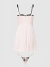 Jocelyn Satin & Lace Babydoll Set Black/Light Pink