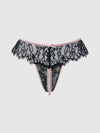 Jocelyn Lace & Pearl Crotchless Thong Black/Light Pink