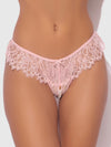 Jocelyn Lace & Pearl Crotchless Thong Light Pink