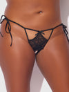 Jocelyn Lace & Pearl Crotchless Bikini Side Ties Black