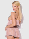 Flouncy Lace Cami & Short Sleep Set Light Pink