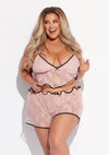 Flouncy Lace Cami & Short Sleep Set Light Pink