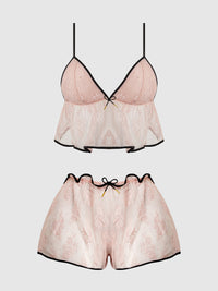 Flouncy Lace Cami & Short Sleep Set Light Pink