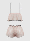 Flouncy Lace Cami & Short Sleep Set Light Pink
