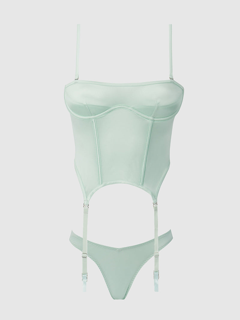 Zoe Oil Slick Bustier & Panty Set Aqua