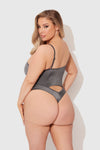 Zoe High Shine Cutout Scoop Back Bodysuit Graphite Gray
