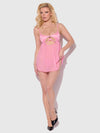 Zoe Oil Slick Openable Cup Underwire Babydoll Set Bubblegum Pink