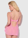 Zoe Oil Slick Openable Cup Underwire Babydoll Set Bubblegum Pink