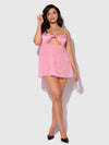 Zoe Oil Slick Openable Cup Underwire Babydoll Set Bubblegum Pink