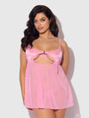 Zoe Oil Slick Openable Cup Underwire Babydoll Set Bubblegum Pink