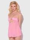 Zoe Oil Slick Openable Cup Underwire Babydoll Set Bubblegum Pink