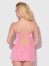 Zoe Oil Slick Openable Cup Underwire Babydoll Set Bubblegum Pink