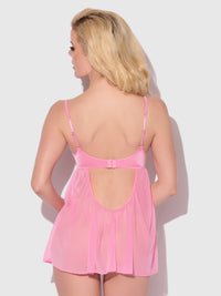 Zoe Oil Slick Openable Cup Underwire Babydoll Set Bubblegum Pink