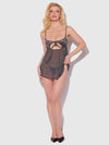 Zoe Oil Slick Openable Cup Underwire Babydoll Set Graphite