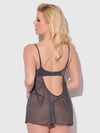 Zoe Oil Slick Openable Cup Underwire Babydoll Set Graphite