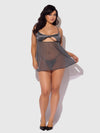 Zoe Oil Slick Openable Cup Underwire Babydoll Set Graphite