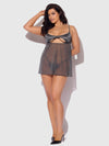 Zoe Oil Slick Openable Cup Underwire Babydoll Set Graphite