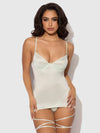 Zoe Oil Slick Wrap Garter Chemise Set Aqua