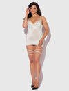 Zoe Oil Slick Wrap Garter Chemise Set Aqua