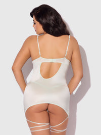 Zoe Oil Slick Wrap Garter Chemise Set Aqua