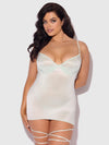 Zoe Oil Slick Wrap Garter Chemise Set Aqua